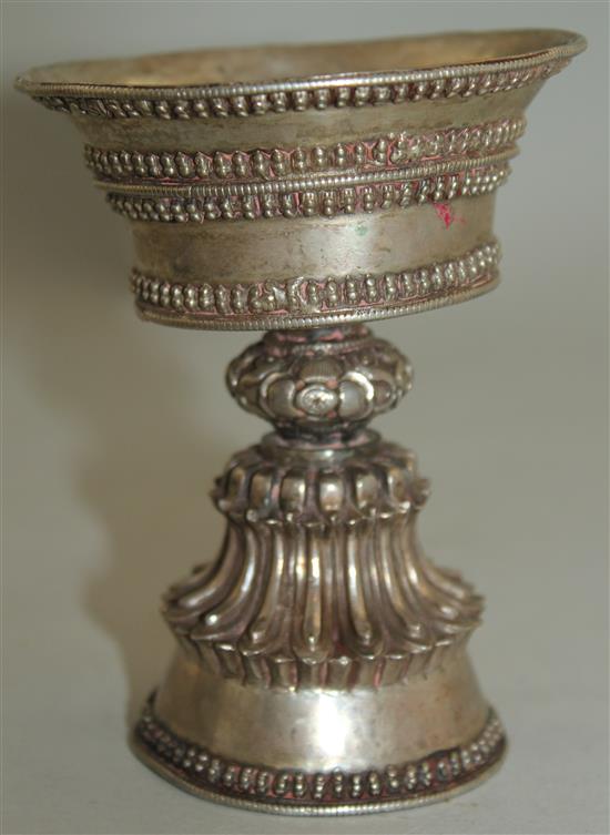 A Tibetan silver yak butter lamp, 19th century, 11.5cm